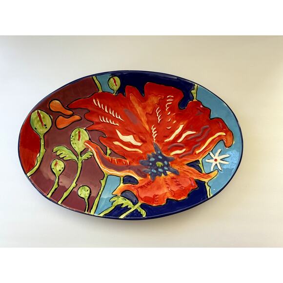 Simon Bull Limited Edition Art Salad Bowl Poppy‎ Flower Van Group Collectible - Picture 3 of 12